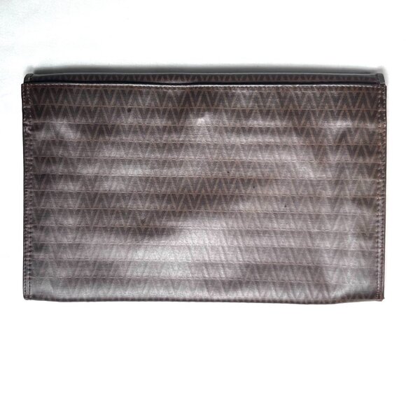 MARIO VALENTINO Vintage brown Monogram coated canvas Clutch purse